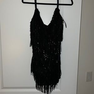 Black Sequin Mini Dress